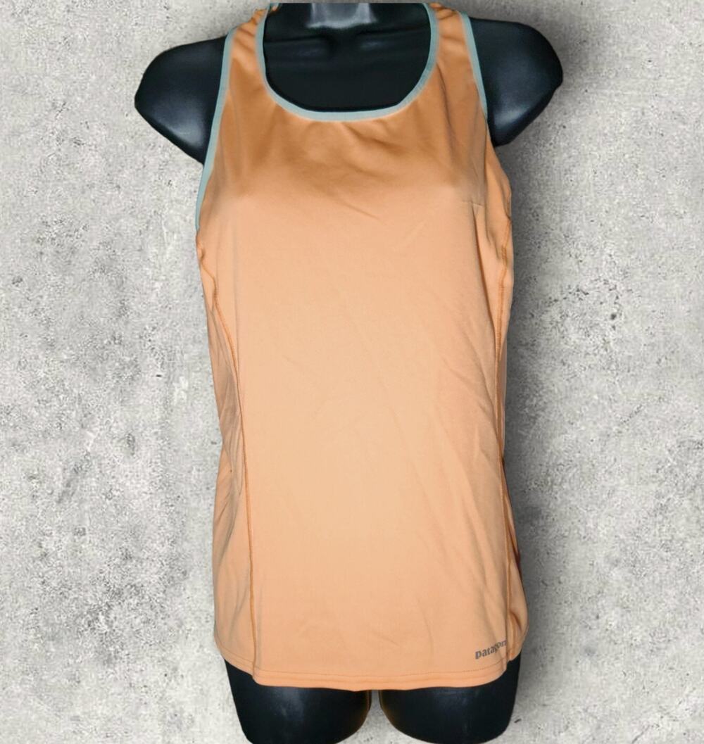 Patagonia Fore Runner Racerback Tank Top Orange Cut Out Back Womens M
